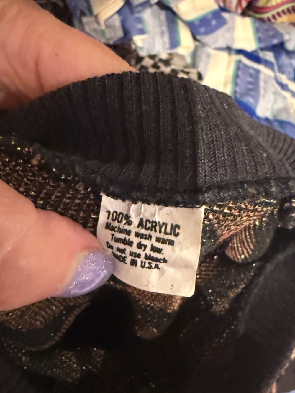 Vintage 80s metallic sweater top - Picture 3 of 3